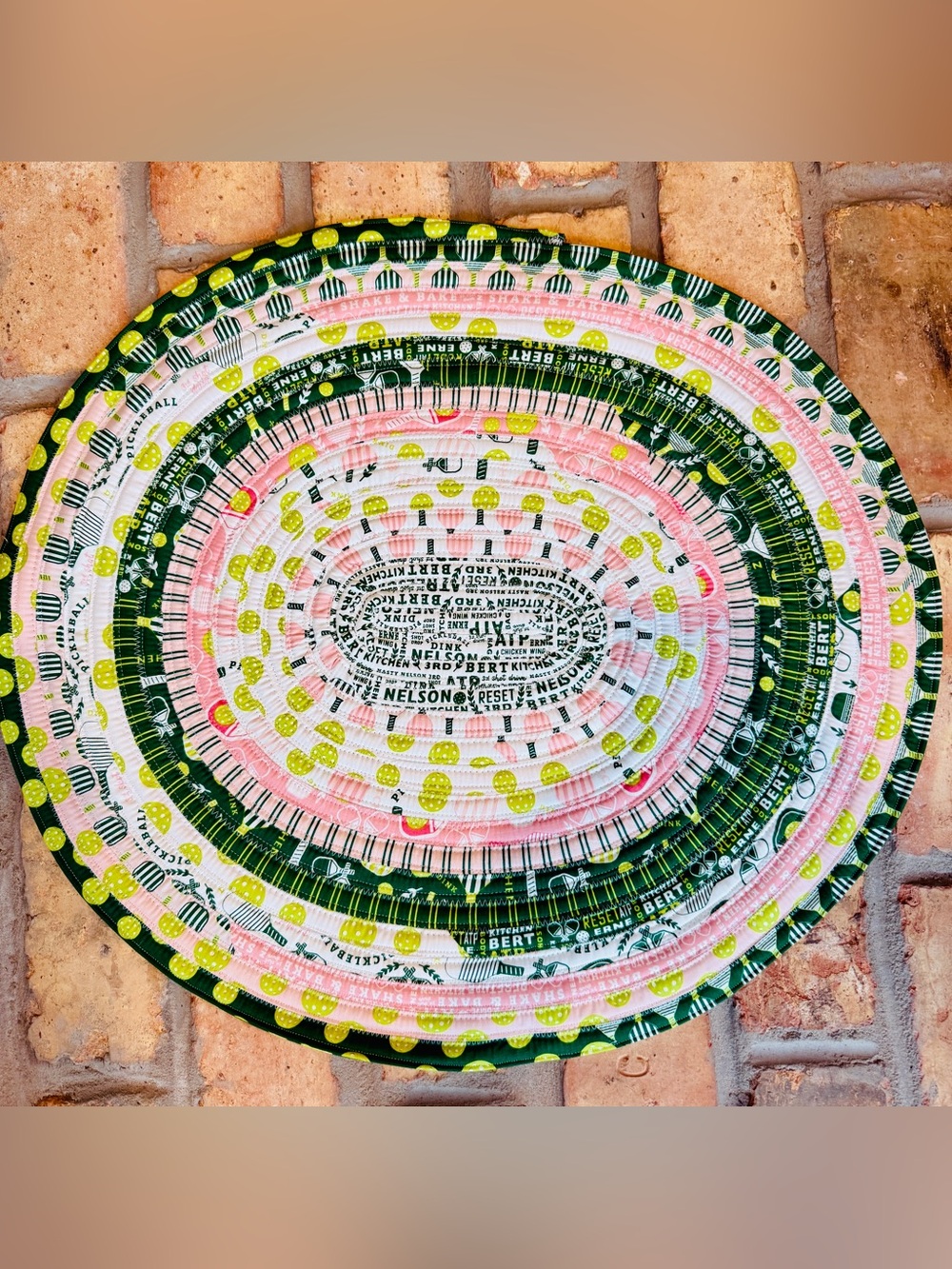 Pickleball Jelly Roll Rug Pet Mat: Pickleball Print, Travel-Friendly (23x21)